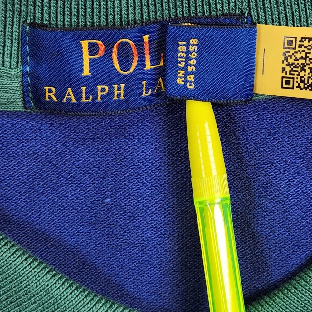 Polo Ralph Lauren Men's Big & Tall Mesh Polo Shirt  3XLT Blue/Yellow Green Shirt